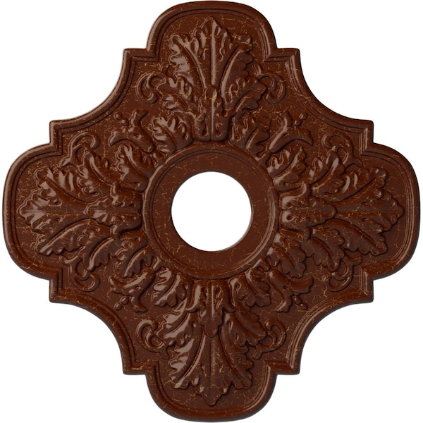 Ekena Millwork Peralta Medallion (Canopies up to 4 5/8"), 17 3/4"OD x 3 1/8"ID x 1"P, Burnished Mahogany Crackle CM17PEBMC - main